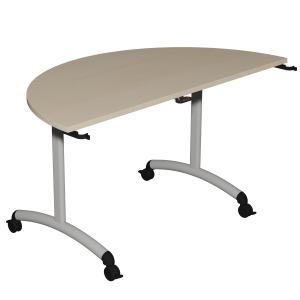 Table MOVE plateau ép.24 mm stratifié chant ABS piètement époxy - demi-lune D140 cm - T6