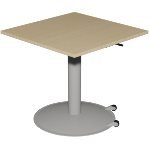 Table MANO HR mobile plateau ép.24 mm stratifié chant ABS piètement époxy - 80x80 cm - H67-90 cm