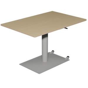 Table MANO HR mobile plateau ép.24 mm stratifié chant bois piètement époxy - 140x80 cm - H67-90 cm