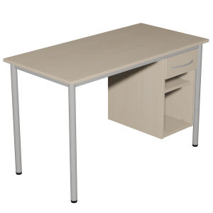 Bureau MÉTIS caisson 1 tiroir 1 niche à droite mélaminé et époxy - 100x60 cm - T6