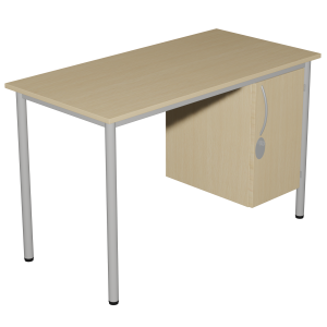 Bureau MÉTIS caisson 1 porte moraillon à droite mélaminé et époxy - 120x60 cm