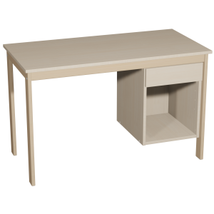 Bureau VERCORS II caisson 1 tiroir 1 niche à droite plateau mélaminé piètement bois - 120x60 cm - T6