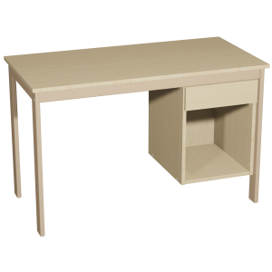 Bureau VERCORS II caisson 1 tiroir 1 niche à droite plateau mélaminé piètement bois - 120x60 cm - T6