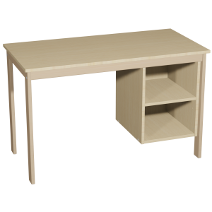 Bureau VERCORS II caisson 1 niche à droite plateau mélaminé chant ABS piètement bois - 120x60 cm - T6