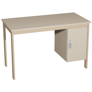 Bureau VERCORS II caisson 1 porte moraillon à droite plateau mélaminé piètement bois - 120x60 cm - T6