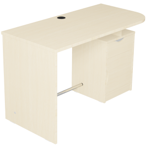 Bureau HABITAT caisson 1 tiroir 1 porte à droite mélaminé plateau stratifié arrondi - 120x60 cm