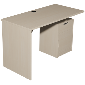 Bureau HABITAT caisson 1 tiroir 1 porte à droite et voile de fond mélaminé plateau stratifié - 120x60 cm - T6