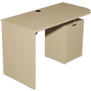 Bureau HABITAT caisson 1 tiroir 1 porte à droite voile de fond mélaminé plateau stratifié arrondi - 120x60 cm