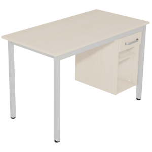 Bureau CUBIK 1 tiroir à droite plateau ép.19 mm mélaminé chant ABS piètement époxy - 120x62 cm - T6