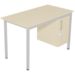 Bureau CUBIK 1 porte à droite plateau ép.19 mm mélaminé chant ABS piètement époxy - 120x62 cm - T6