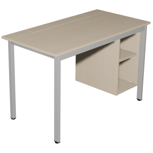 Bureau CUBIK 1 niche à droite plateau ép.19 mm mélaminé chant ABS piètement époxy - 120x62 cm - T6