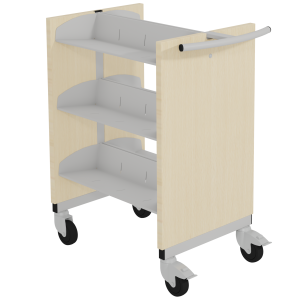 Chariot CARLOS double face habillage bois structure et 6 tablettes époxy - L79xP49xH93 cm