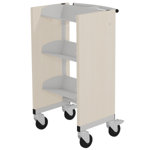 Chariot CARLOS simple face habillage stratifié structure et 3 tablettes époxy - L52,7xP47xH92 cm
