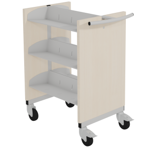 Chariot CARLOS double face habillage stratifié structure et 6 tablettes époxy - L79xP49xH93 cm