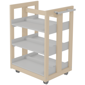 Chariot NATUR double face bois massif 6 tablettes et poignée époxy - L75xP55xH94 cm