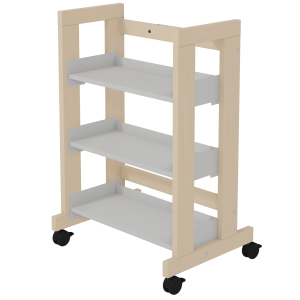 Chariot NATUR simple face bois massif 3 tablettes époxy - L66xP49xH97 cm