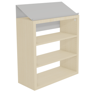 Présentoir grand format CARÉA plaqués hêtre pupitre époxy - L95,1xP40xH120 cm