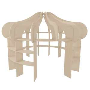 Cabane MUSHROOM avec toit multiplis bouleau vernis - D278xH185 cm