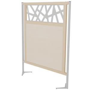 Claustra ELLA mélaminé cadre bois tôle ajourée et piètement époxy - L126xP31xH160 cm