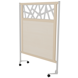 Claustra ELLA mobile mélaminé cadre bois tôle ajourée et piètement époxy - L126xP31xH160 cm