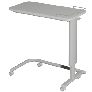 Table ADAP'TABLES mobile avec freins plateau avec galerie stratifié chant ABS piètement époxy - H70 à 105 cm