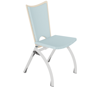Chaise PETRA dossier bois avec placet et assise tissu enduit piètement époxy - T6