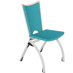 Chaise PETRA dossier bois avec placet et assise tissu Trévira CS piètement époxy - T6
