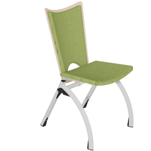 Chaise PETRA dossier bois avec placet et assise tissu Trévira CS piètement époxy - T6