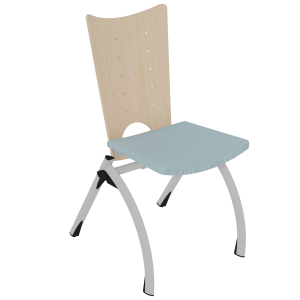 Chaise PETRA dossier bois et assise tissu enduit piètement époxy - T6