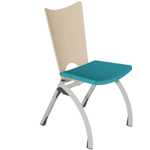 Chaise PETRA dossier bois et assise tissu Trévira CS piètement époxy - T6