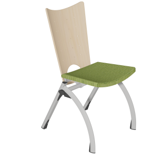 Chaise PETRA dossier bois et assise tissu Trévira CS piètement époxy - T6