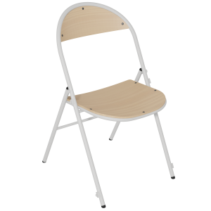 Chaise pliante PLICHAISE accrochable assise et dossier bois teinté piètement époxy - T6