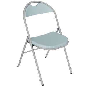 Chaise pliante PLICHAISE accrochable assise et dossier prise de main tissu enduit piètement chromé - T6