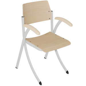 Bridge R250 assise, dossier et accoudoir bois teinté piètement époxy - T6