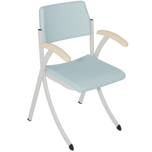 Bridge R250 assise et dossier monobloc tissu enduit accoudoir bois piètement époxy - T6