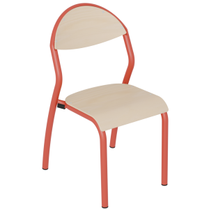 Chaise NUAGE assise et dossier bois Blueprotech? pi?tement ?poxy  - T2 - Rouge RAL 3000
