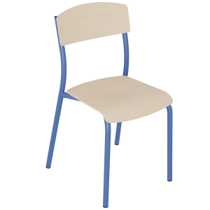 Chaise ANTIB assise et dossier bois Blueprotech® piètement époxy - T6 -  Bleu RAL 5002