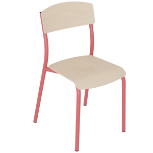 Chaise ANTIB assise et dossier bois Blueprotech® piètement époxy - T6 -  Rouge RAL 3031