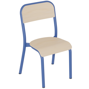 Chaise TRÉVISE 4 pieds assise et dossier bois Blueprotech® piètement époxy - T3 - Bleu RAL 5002