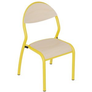 Chaise ROND'O 4 pieds assise et dossier bois Blueprotech® piètement époxy - T3 - Jaune RAL 1003