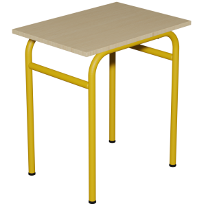 Table DELTA plateau ép.19 mm mélaminé chant ABS piètement époxy - 70x50cm - T4 - Hêtre miel/jaune RAL 1003