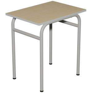 Table DELTA plateau ép.19 mm mélaminé chant ABS piètement époxy - 70x50cm - T6 - Hêtre miel/gris alu RAL 9006