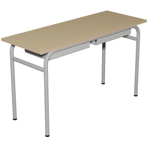 Table DELTA casier plateau ép.21 mm stratifié chant bois piètement époxy - 130x50 cm - T6