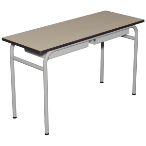Table DELTA casier plateau ép.21 mm stratifié chant polyuréthane piètement époxy - 130x50 cm - T6
