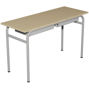 Table DELTA casier plateau ép.21 mm stratifié chant ABS piètement époxy - 130x50 cm - T6