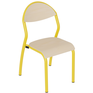 Chaise NUAGE antibruit assise et dossier bois incolore piètement époxy - T3 - Jaune RAL 1003