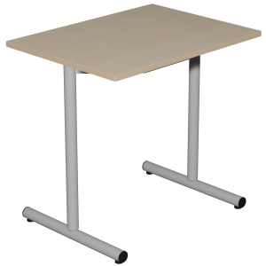 Table ESPACE plateau stratifié ép.24 mm chant bois piètement époxy - 80x60 cm - T6