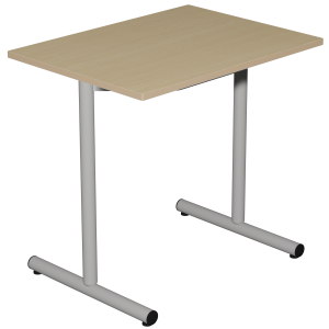 Table ESPACE plateau stratifié ép.24 mm chant bois piètement époxy - 80x60 cm - T6
