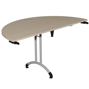 Table pliante PLUME plateau allégé ép.20 mm stratifié chant ABS piètement époxy - demi-lune D160cm - T6