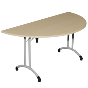 Table pliante PLUME plateau allégé ép.20 mm stratifié chant ABS piètement époxy - demi-lune D160cm - T6